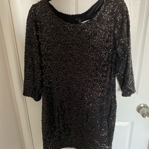 Black sequin dress with 3/4 sleeves